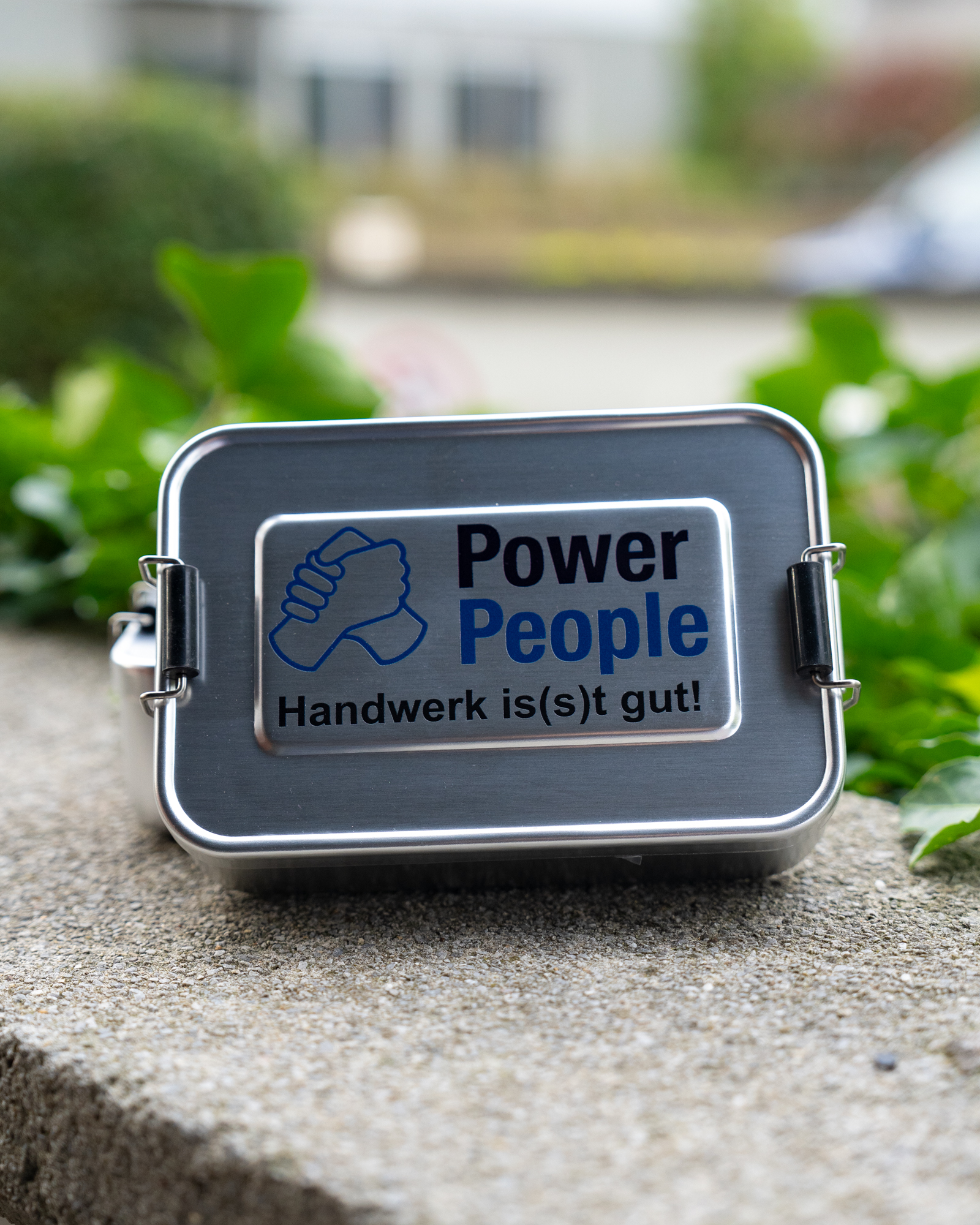Aluminium-Brotdose mit Aufschrift "Handwerk is(s)t gut!""